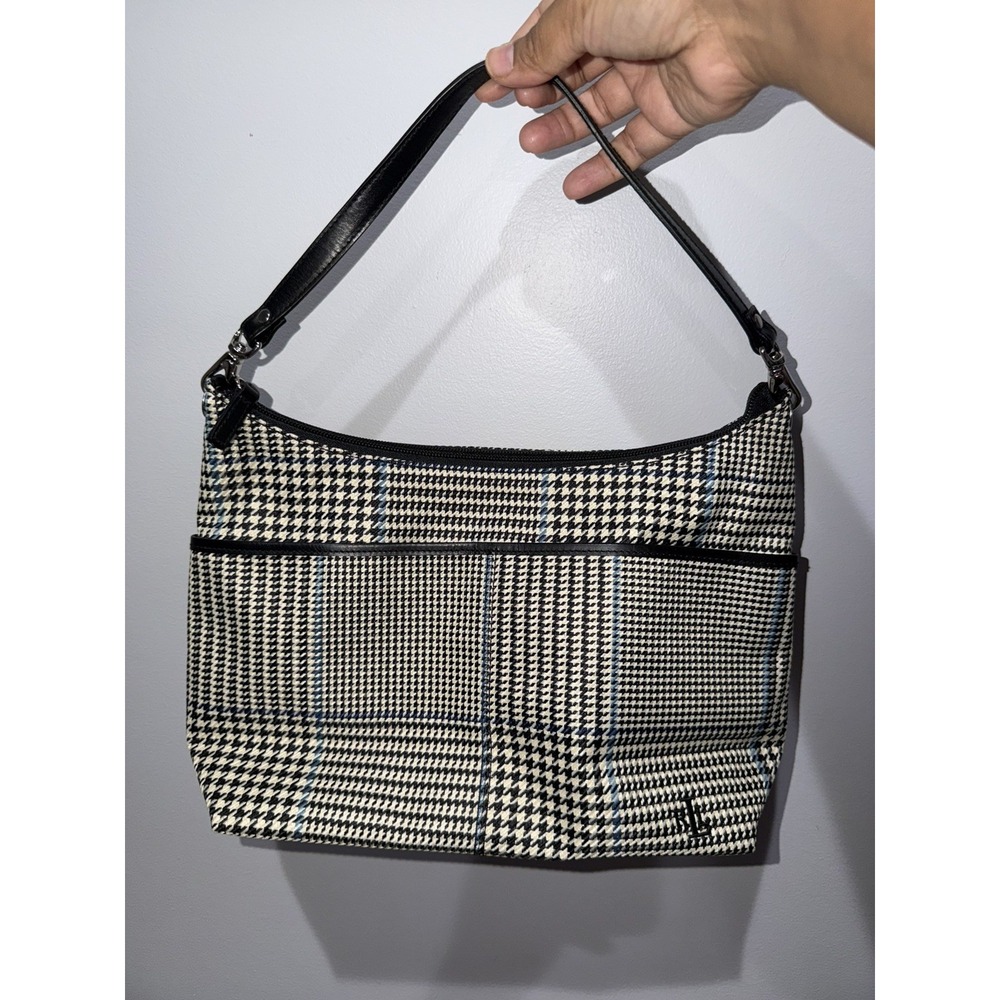 Vintage Lauren Ralph Lauren Houndstooth Zippered Purse Bag Detachable Strap M
